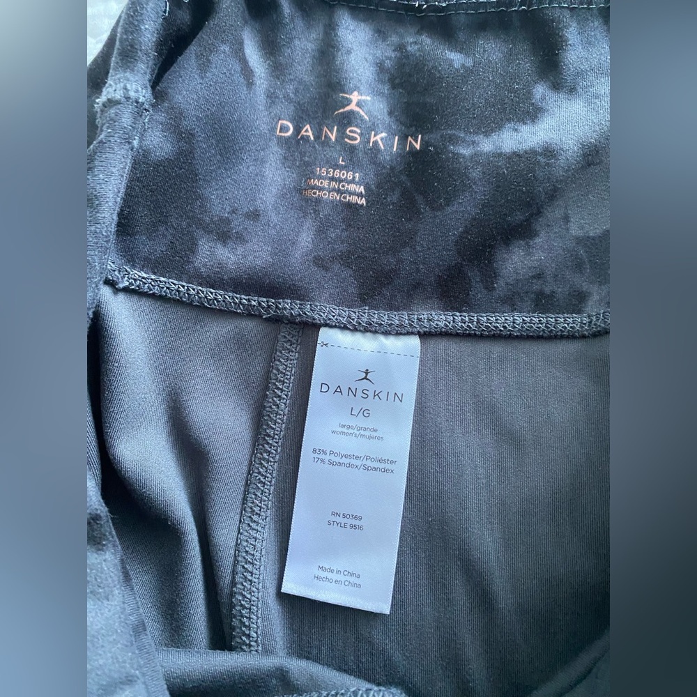 Danskin Grey and Black Tie Dye Leggings Size L - Picture 3 of 6